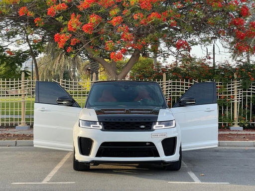 White Range Rover SVR rental Dubai